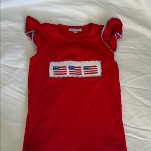 Smocked flag ruffle sleeve shirt